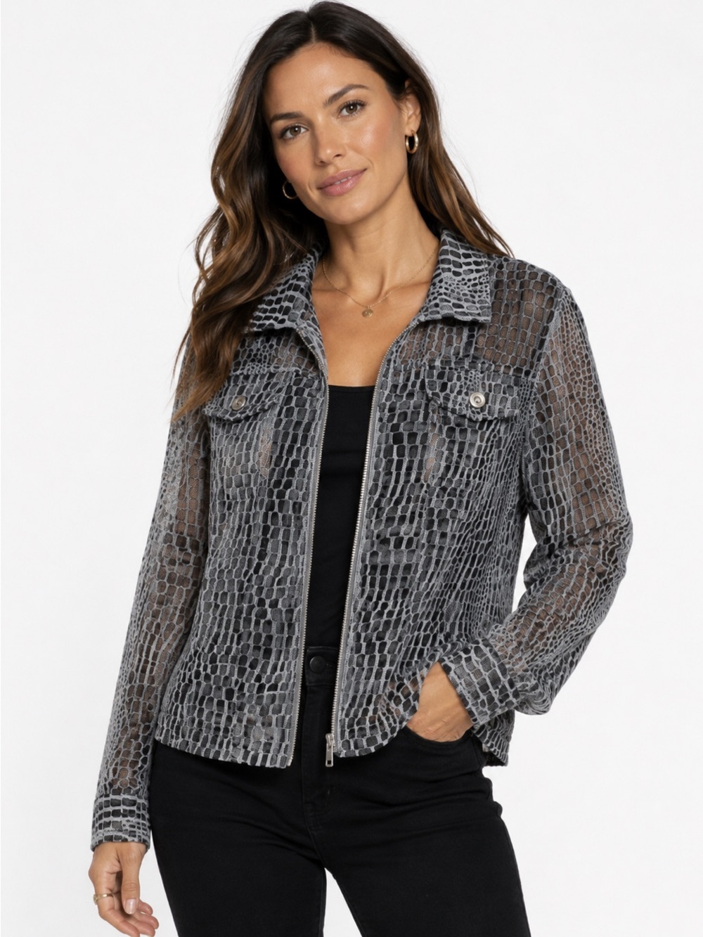 Ruby Rd. textured animal print jacket